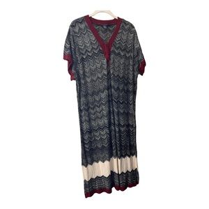 Ashley Stewart Womens PlusSize 26/28 Lightweight Black Gray Burgundy MIDI Dress